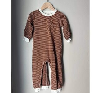 Harp Angel Stripe Neutral Coverall Organic Cotton Romper Coastal Y2K
